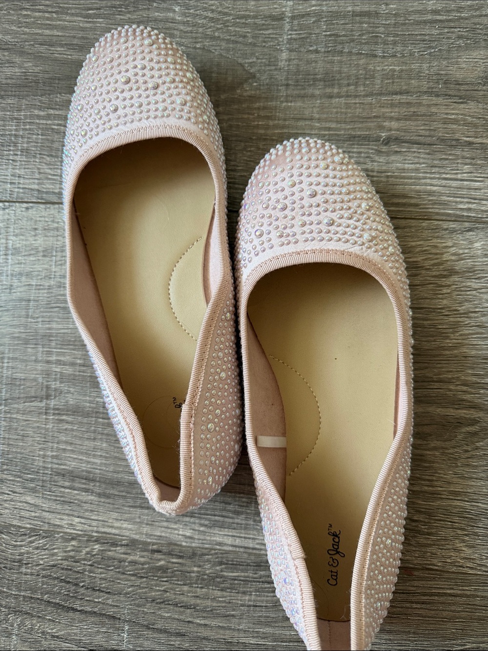 Girls Cat and Jack Embellished Ballet Flats in Light Pink